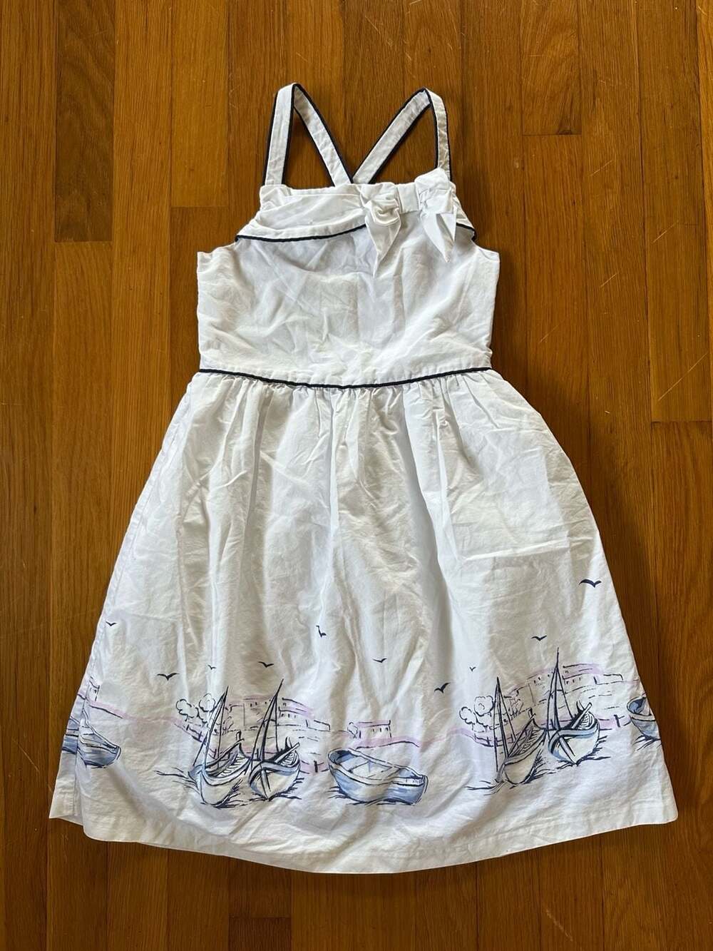 Janie and Jack Girls Venetian Sailboat Nautical Crossback Dress Easter Size 6